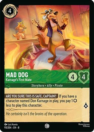 Lorcana TCG - Reign of Jafar - 93/204 - Mad Dog - Karnage's First Mate - Common - Foil