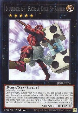 Yu-Gi-Oh! TCG - Justice Hunters - JUSH-EN058 - Number 67: Pair-a-Dice Smasher - Rare (1st Edition)
