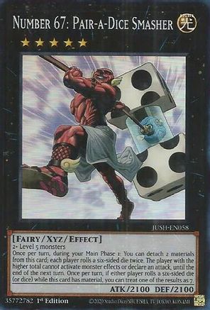 Yu-Gi-Oh! TCG - Justice Hunters - JUSH-EN058 - Number 67: Pair-a-Dice Smasher - Super Rare (1st Edition)