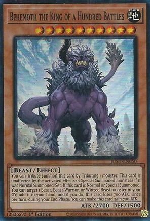 Yu-Gi-Oh! TCG - Justice Hunters - JUSH-EN050 - Behemoth the King of a Hundred Battles - Super Rare (1st Edition)